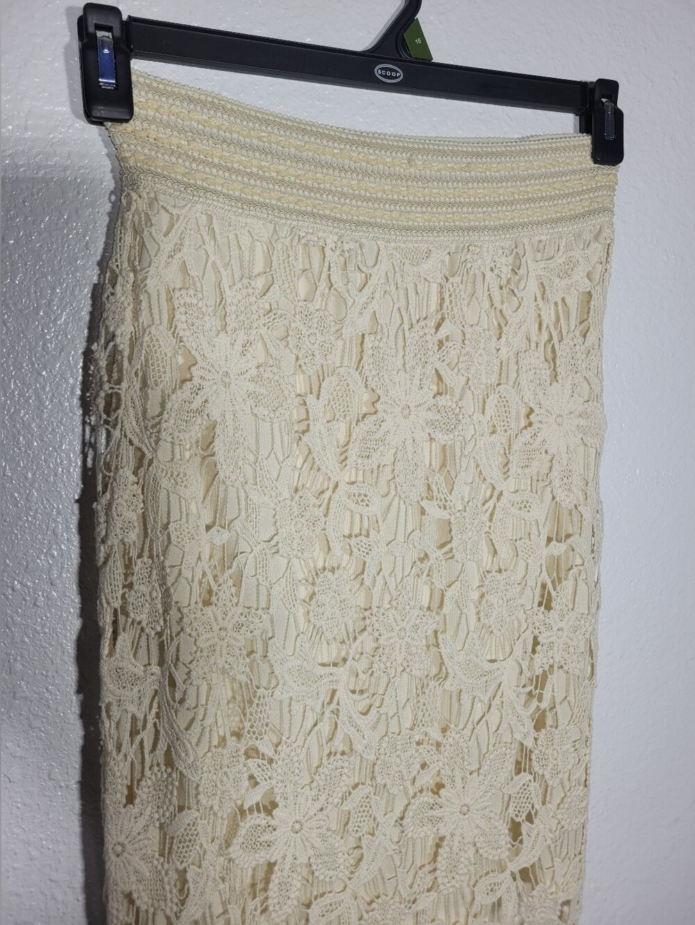 Adiva Ivory Cream Crocheted Floral Midi Skirt | Boho Cottagecore | Size Small - Picture 4 of 7